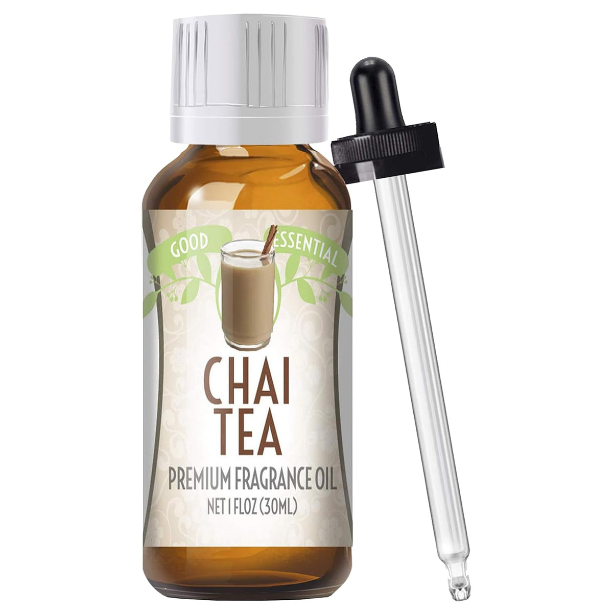 Good Essential Chai Tea Fragrance Oil bottle pour for diffuser use, creating a warm ambiance.