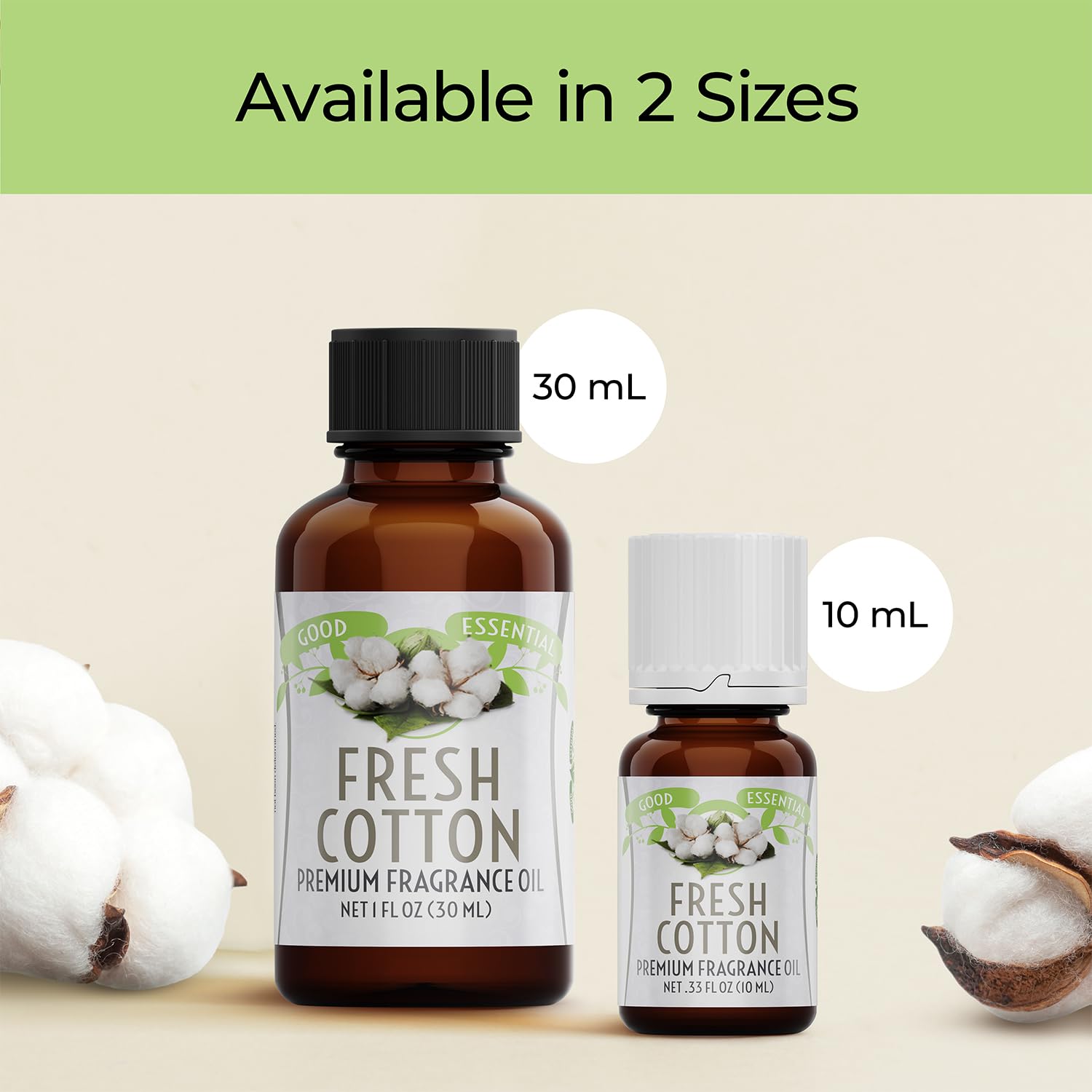 Good Essential Fresh Cotton bottled in USA label signals quality and safety