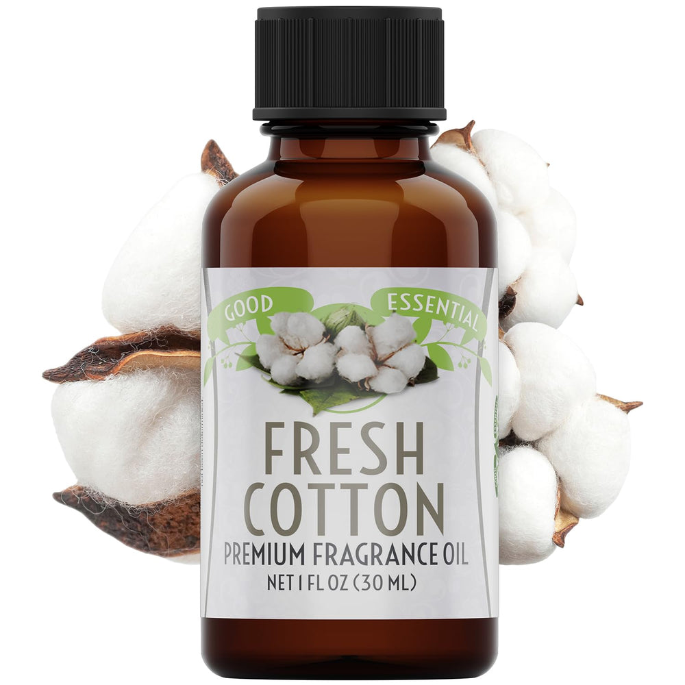 Good Essential Fresh Cotton oil packaging highlighting USA bottling for quality