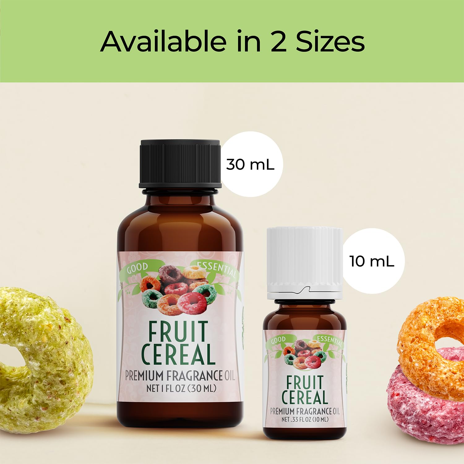 Good Essential Fruity Cereal packaging highlighting USA-made fragrance.