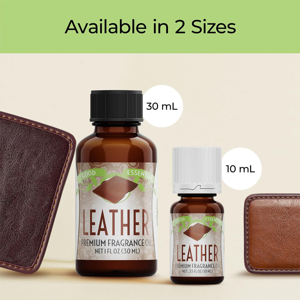 Good Essential leather fragrance drops add luxury to candles.