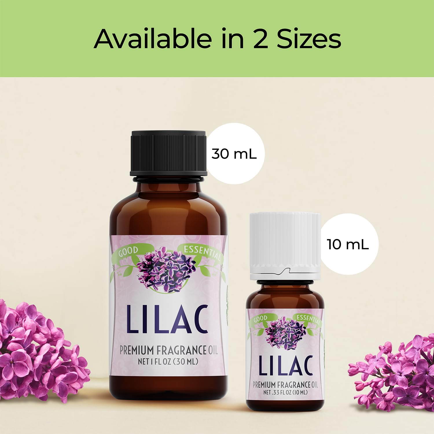 Good Essential Lilac Fragrance Oil bottled in the USA, ideal for gifting.