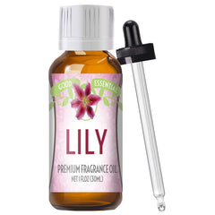 Good Essential Lily fragrance oil in an amber bottle, ideal for diffusers and home fragrance
