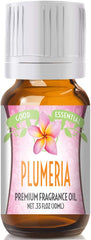 Good Essential Plumeria fragrance oil in amber bottle with eurodropper for diffusers and DIY projects.