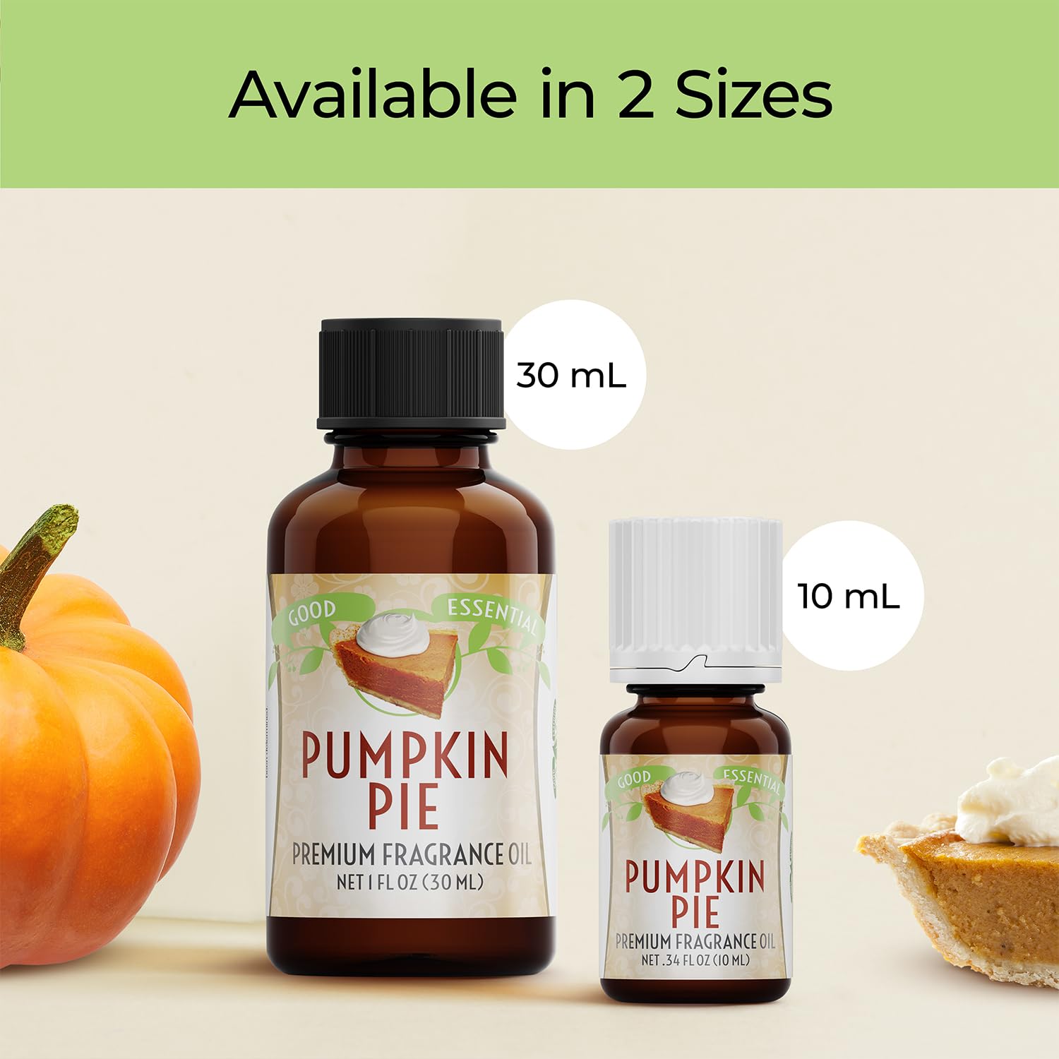 Good Essential Pumpkin Pie Fragrance Oil gift-ready bottle for fall gifting