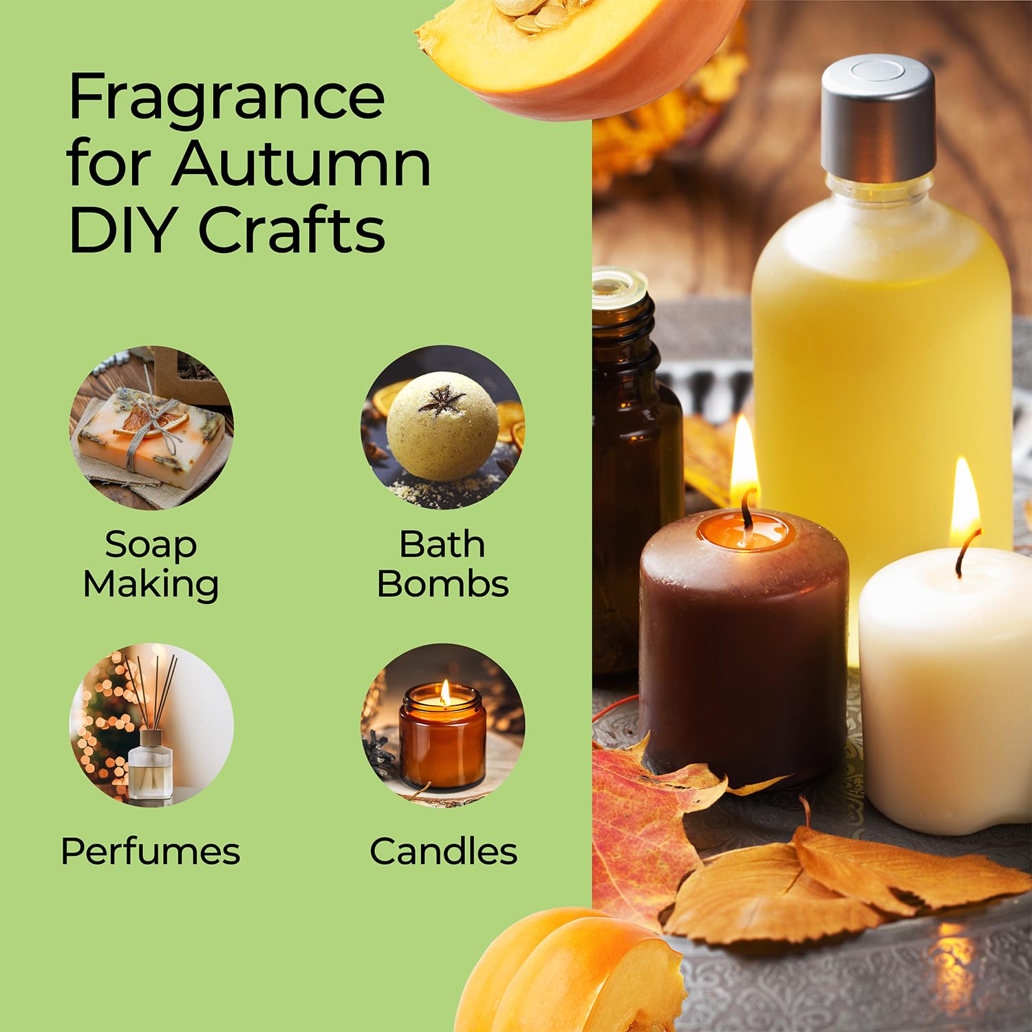 Good Essential Pumpkin Pie Fragrance Oil near soap molds for DIY scented soaps.