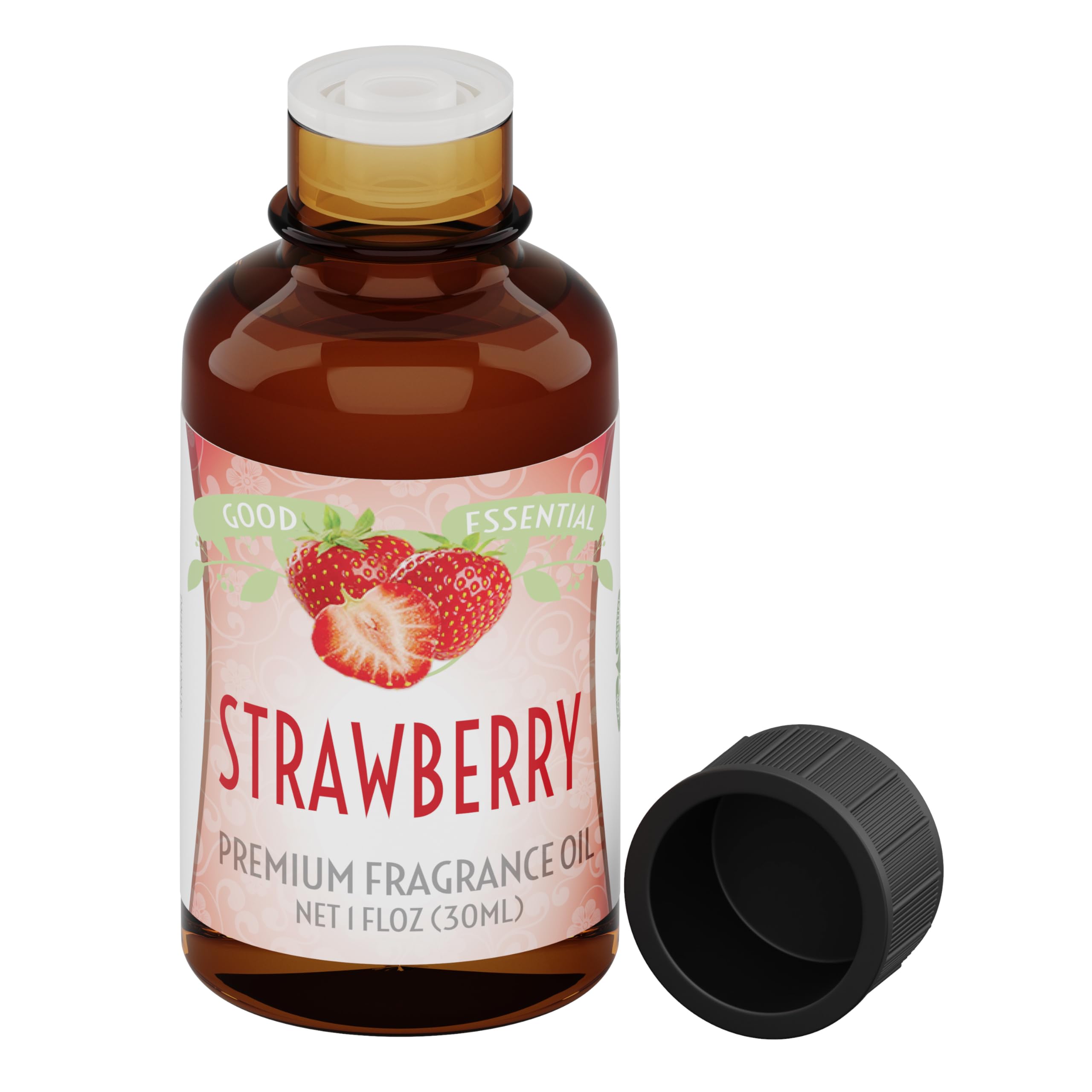 Good Essential strawberry fragrance oil bottle with eyedropper for precise scenting.