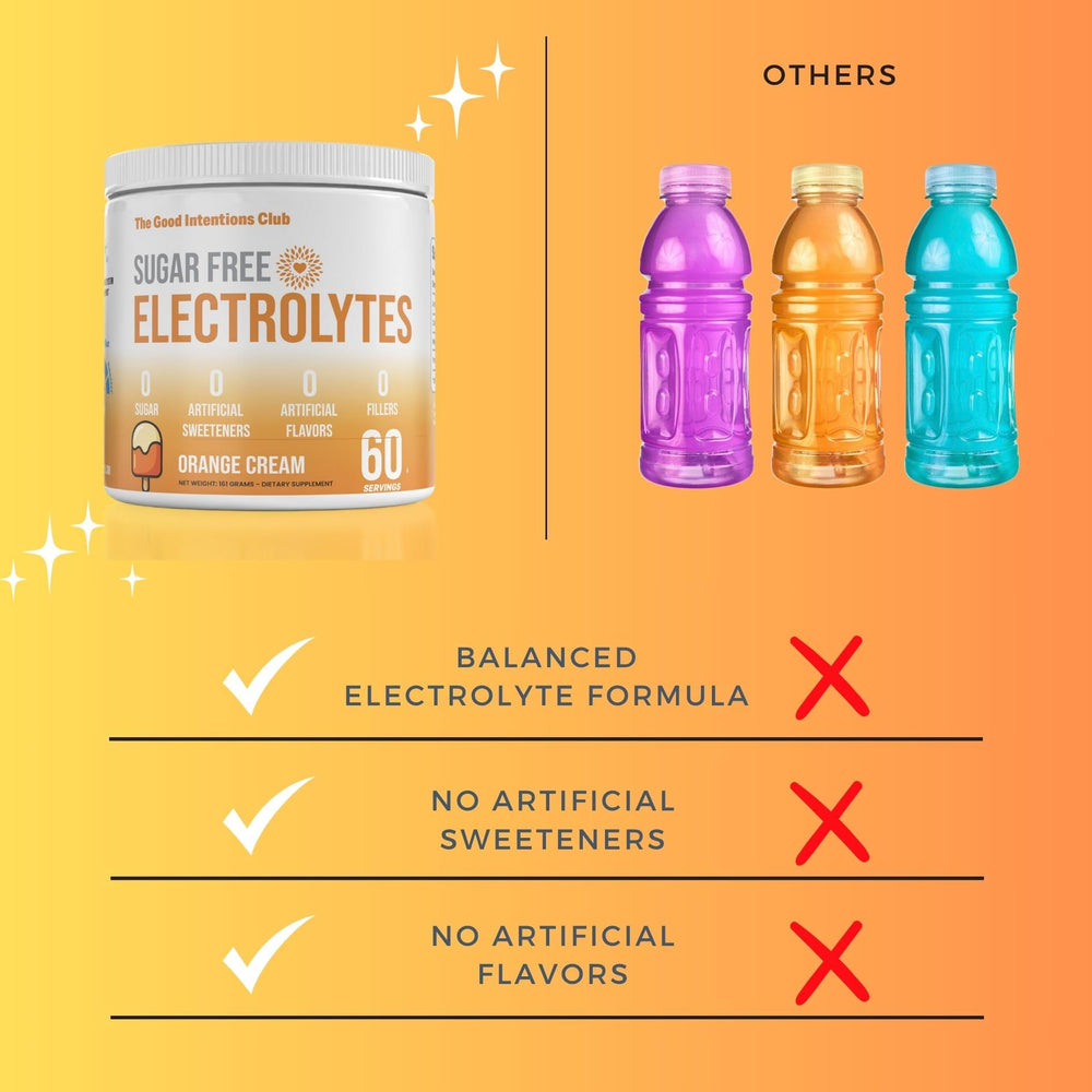 The Good Intentions Club sugar-free electrolytes scoop ready to mix