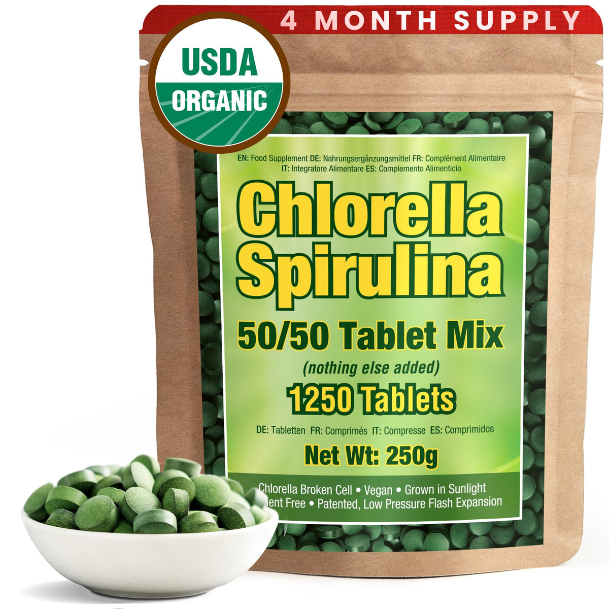 Good Natured spirulina-chlorella bottle for convenient daily wellness.