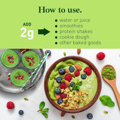 Scoop pouring from Good Natured container shows simple, convenient preparation.