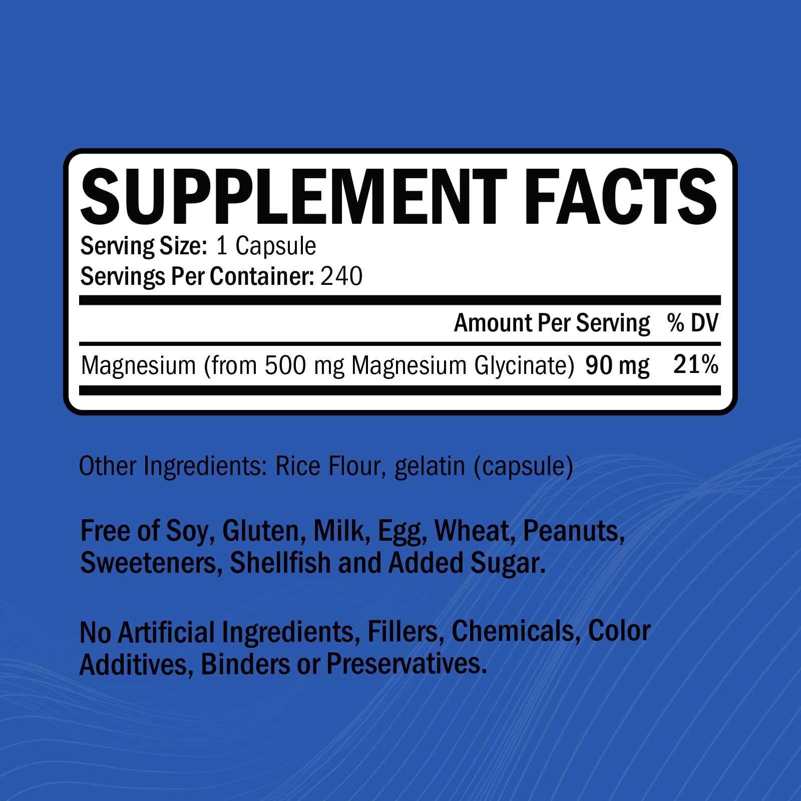 GOODBIO Magnesium Glycinate 240-capsule bottle showing eight-month supply.