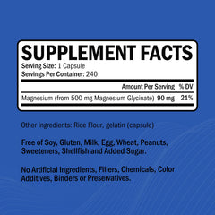 GOODBIO Magnesium Glycinate 240-capsule bottle showing eight-month supply.