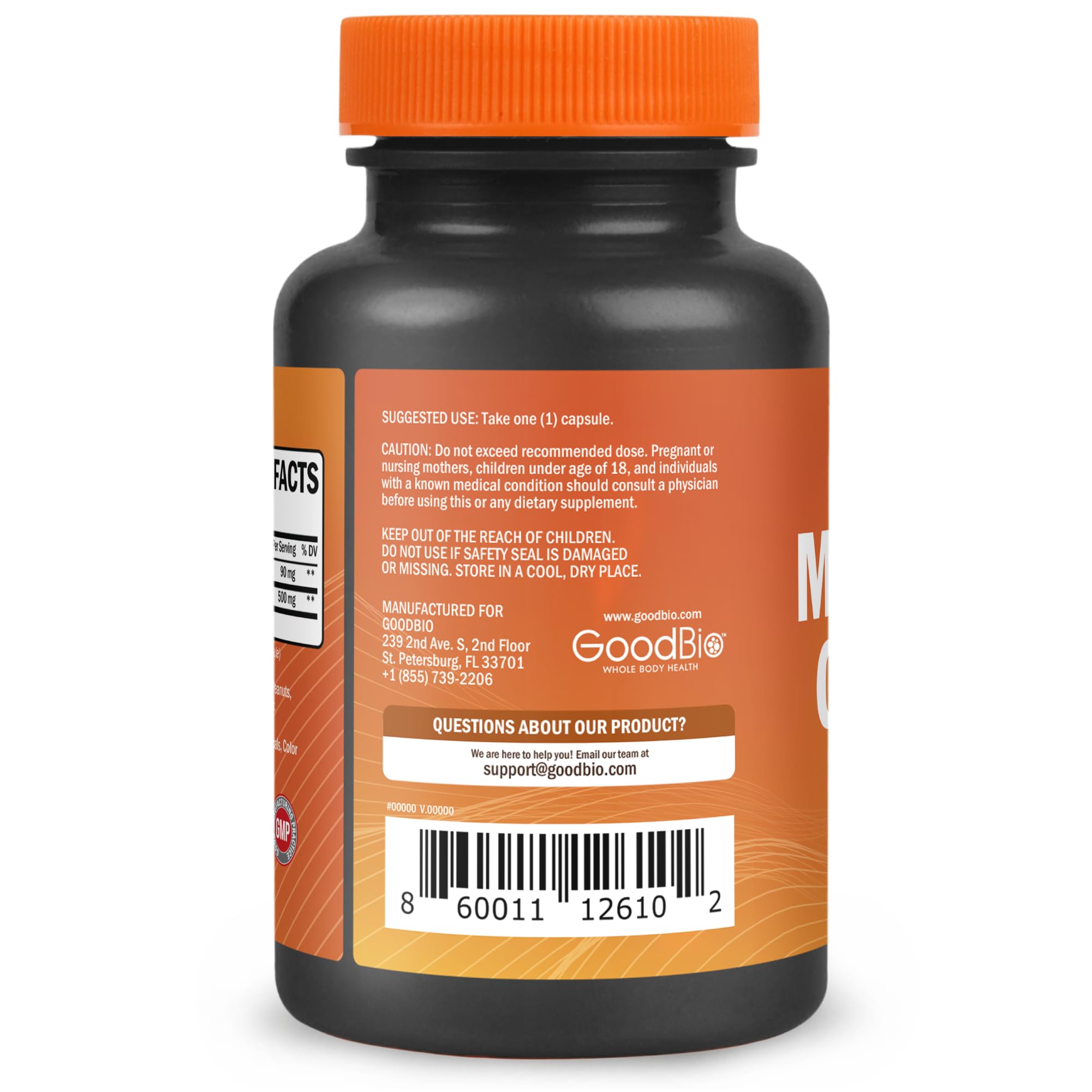 GOODBIO Magnesium Glycinate dosage table graphic supports routine planning.