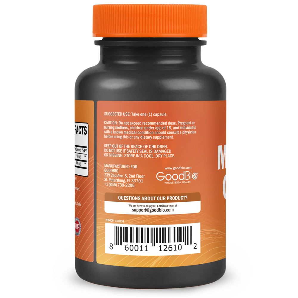 GOODBIO Magnesium Glycinate dosage table graphic supports routine planning.