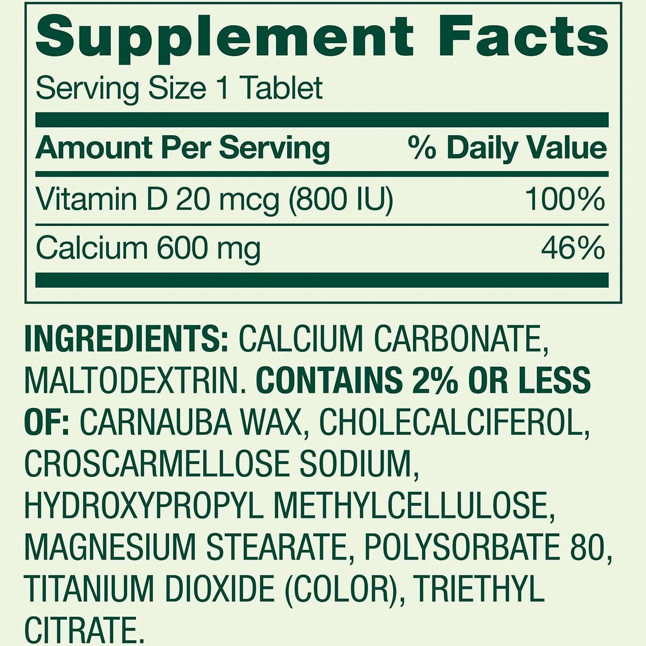 GoodDealsHouse bottle label showing calcium and D3 content.