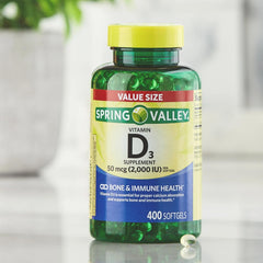 Close-up view of GoodDealsHouse Vitamin D3 dosage label showing 2000 IU per softgel.