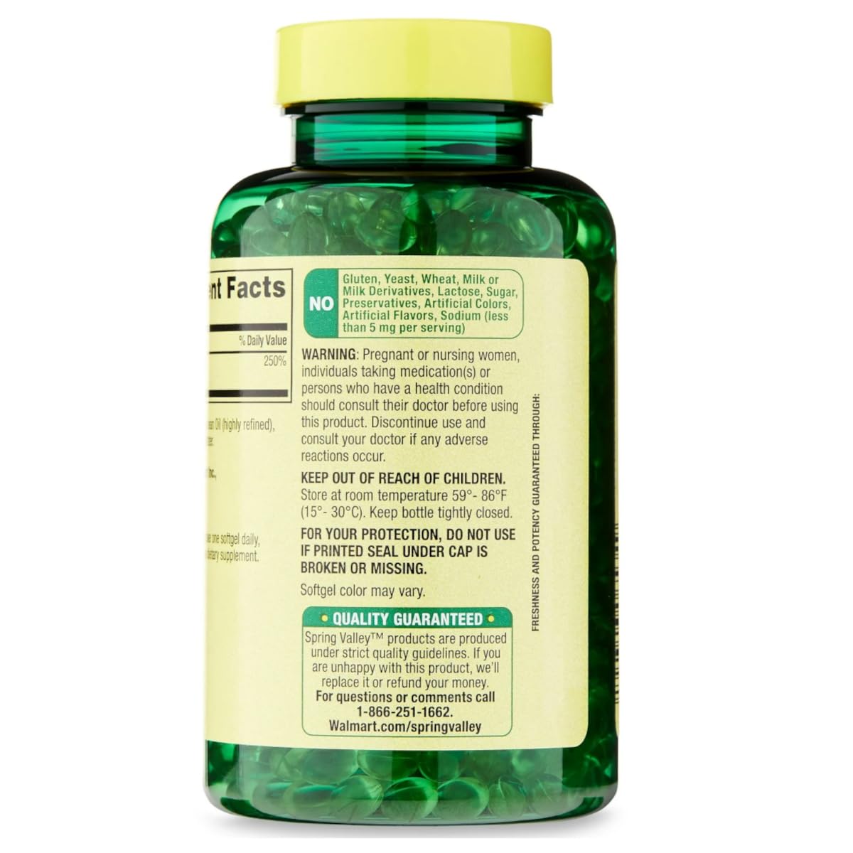 Close-up of GoodDealsHouse Vitamin D3 softgels highlighting smooth form for easy swallowing.