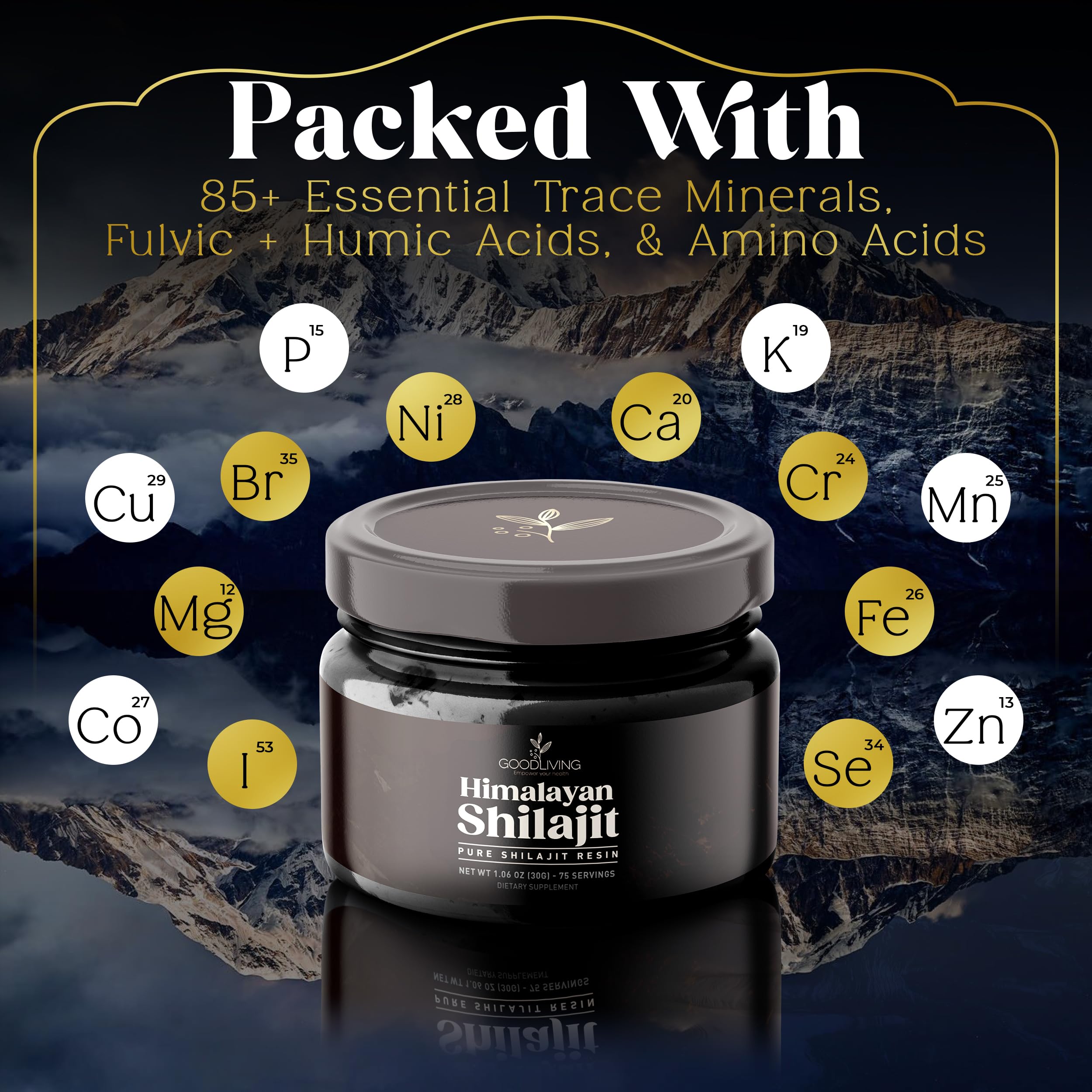 GoodLiving Himalayan-origin resin captures natural sourcing and heritage.