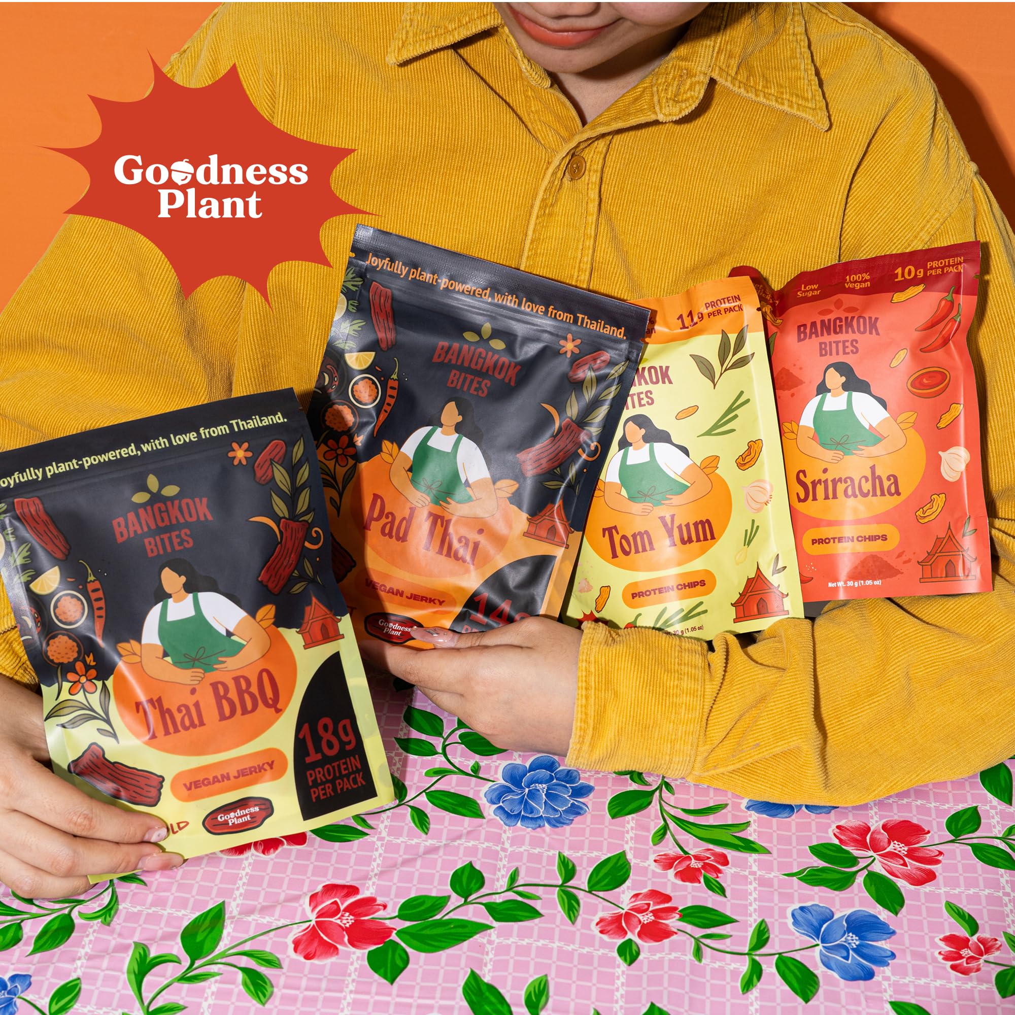 Travel-friendly Bangkok Bites package ideal for gym, office, or commuting snacking.