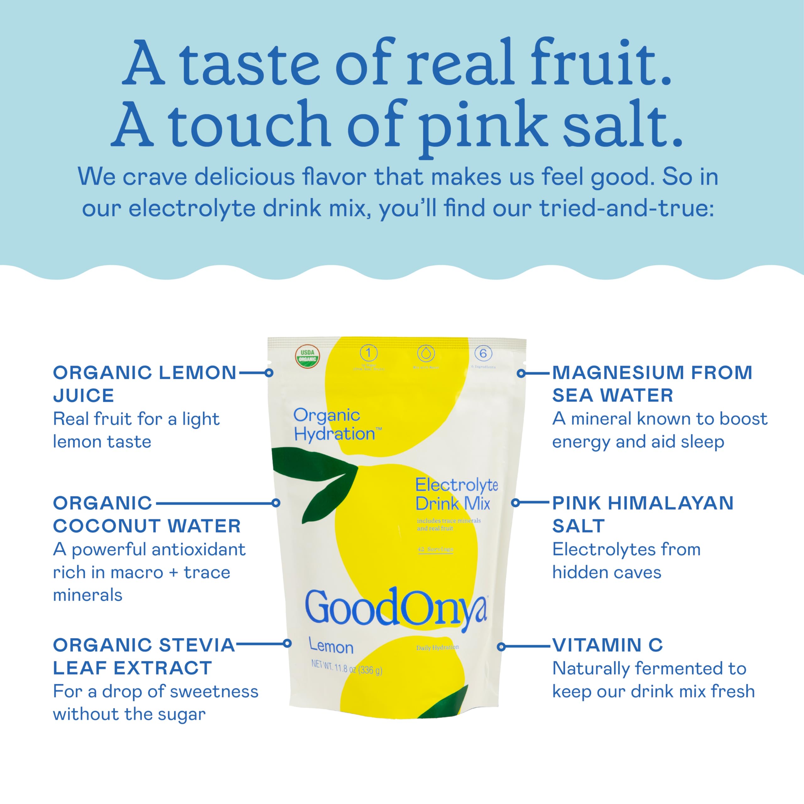 GOODONYA no artificial flavors packaging communicates natural hydration choice