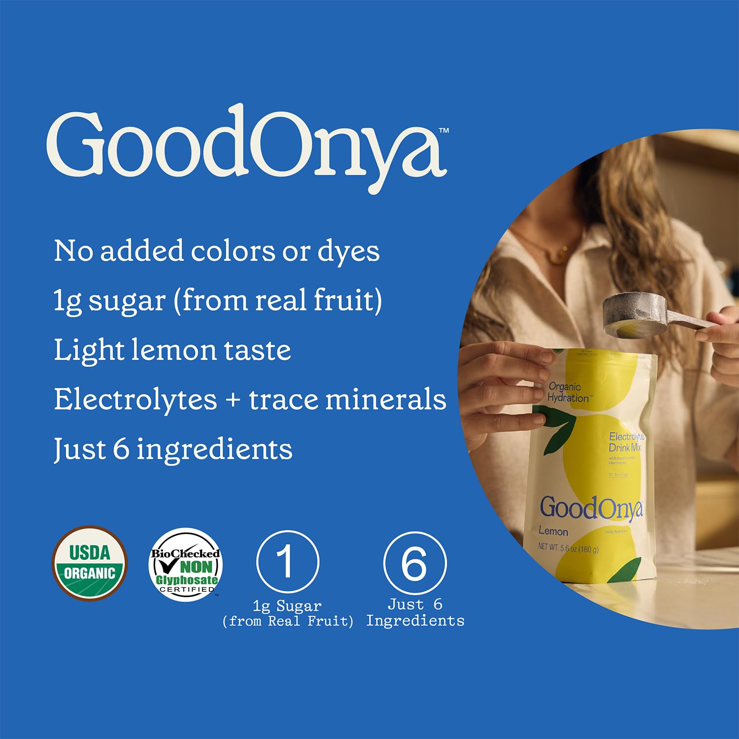 GOODONYA Organic Hydration Magnesium Source highlights electrolyte support for active days.
