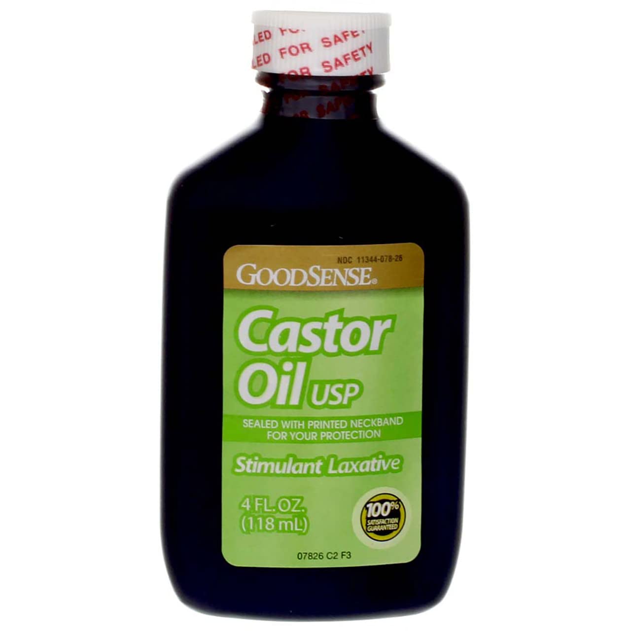 GoodSense Castor Oil glass bottle close-up for light protection and product longevity