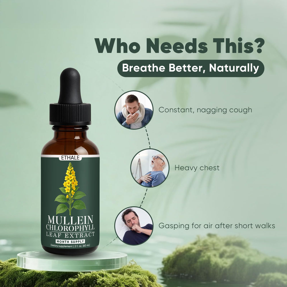 GOOVIP ETHALE Mullein Drops label close-up showing natural ingredients.