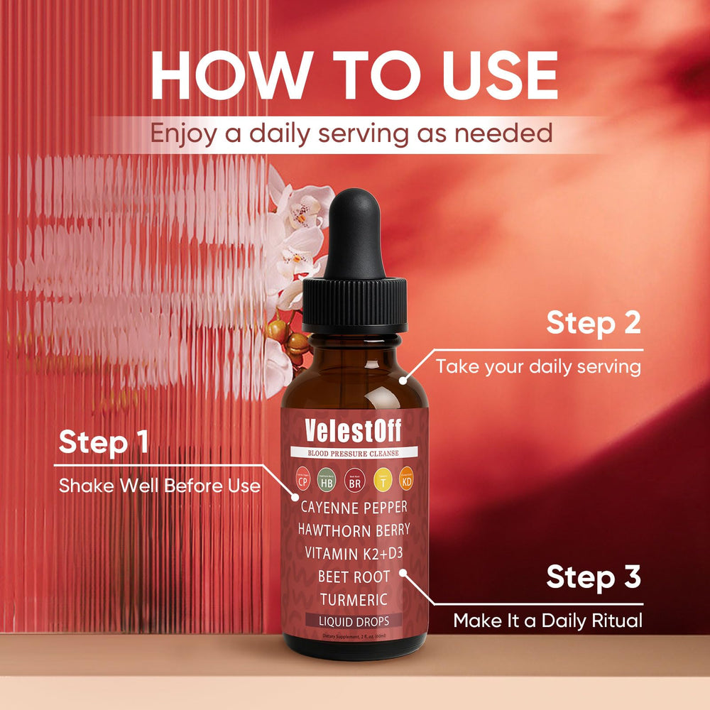 GOOVIP Velestoff cayenne pepper drops bottle on wood showcasing natural ingredients.