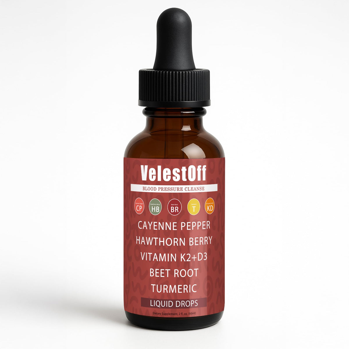 GOOVIP Velestoff cayenne pepper drops bottle with label highlighting immune support.