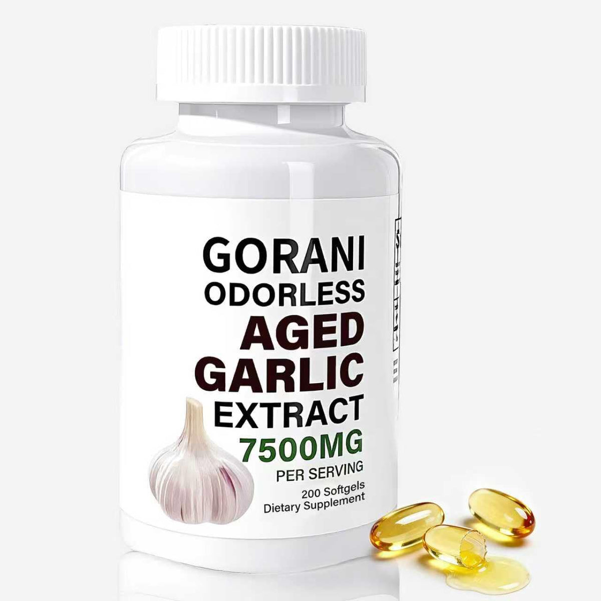 Gorani odorless aged garlic extract bottle for social confidence