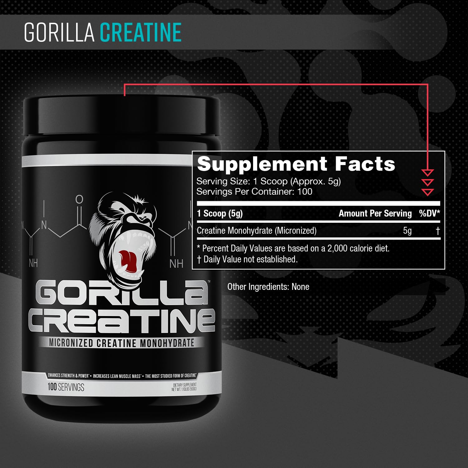 Gorilla Mind creatine monohydrate serving scoop for consistent daily dosing