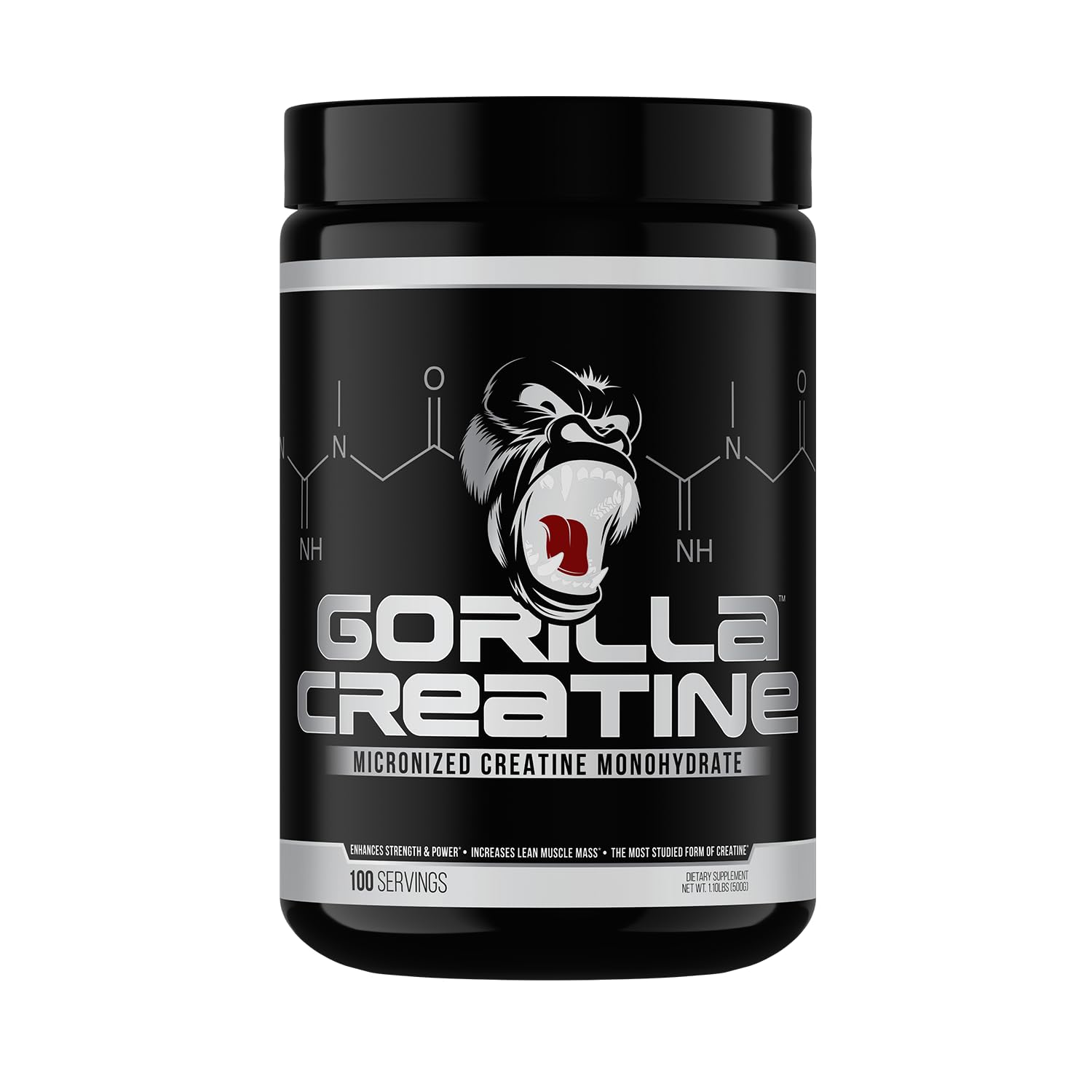 Gorilla Mind creatine monohydrate tub front for muscle-supporting supplementation