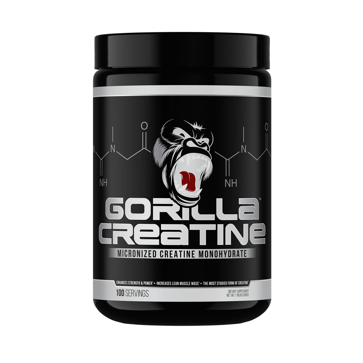 Gorilla Mind creatine monohydrate tub front for muscle-supporting supplementation