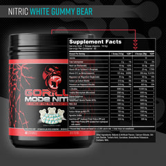 Gorilla Mind Gorilla Mode Nitric Upgraded powder scoop emphasizes high-dose NO precursors