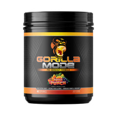 Gorilla Mind Gorilla Mode pre-workout tub front view for strong energy and pumps.