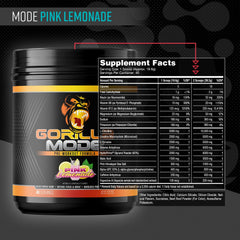 Scoop of Gorilla Mind Gorilla Mode showing high-dosed ingredients for energy