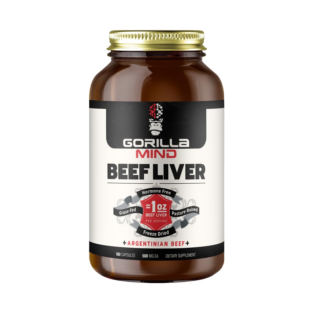 Gorilla Mind grass-fed beef liver capsules close-up for daily nutrient support