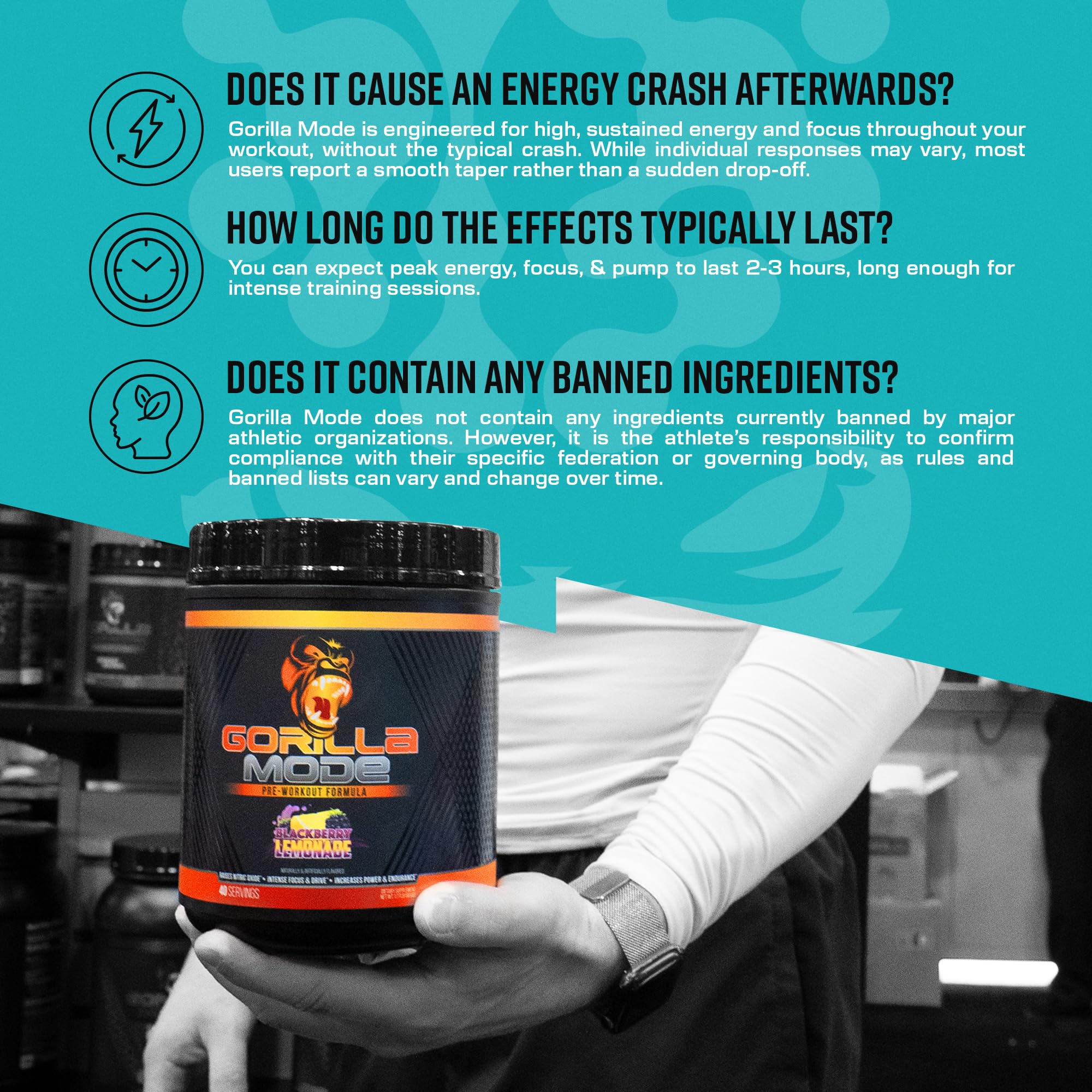 Gorilla Mind Pre Workout powder dissolving in water for easy mix.