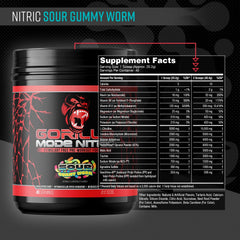 Gorilla Mode Nitric Upgraded bottle beside a glass to support hydration.