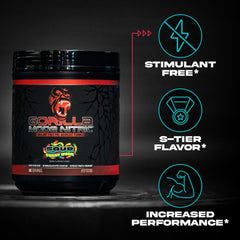Gorilla Mind Gorilla Mode Nitric Upgraded label closeup highlighting formula and clean taste