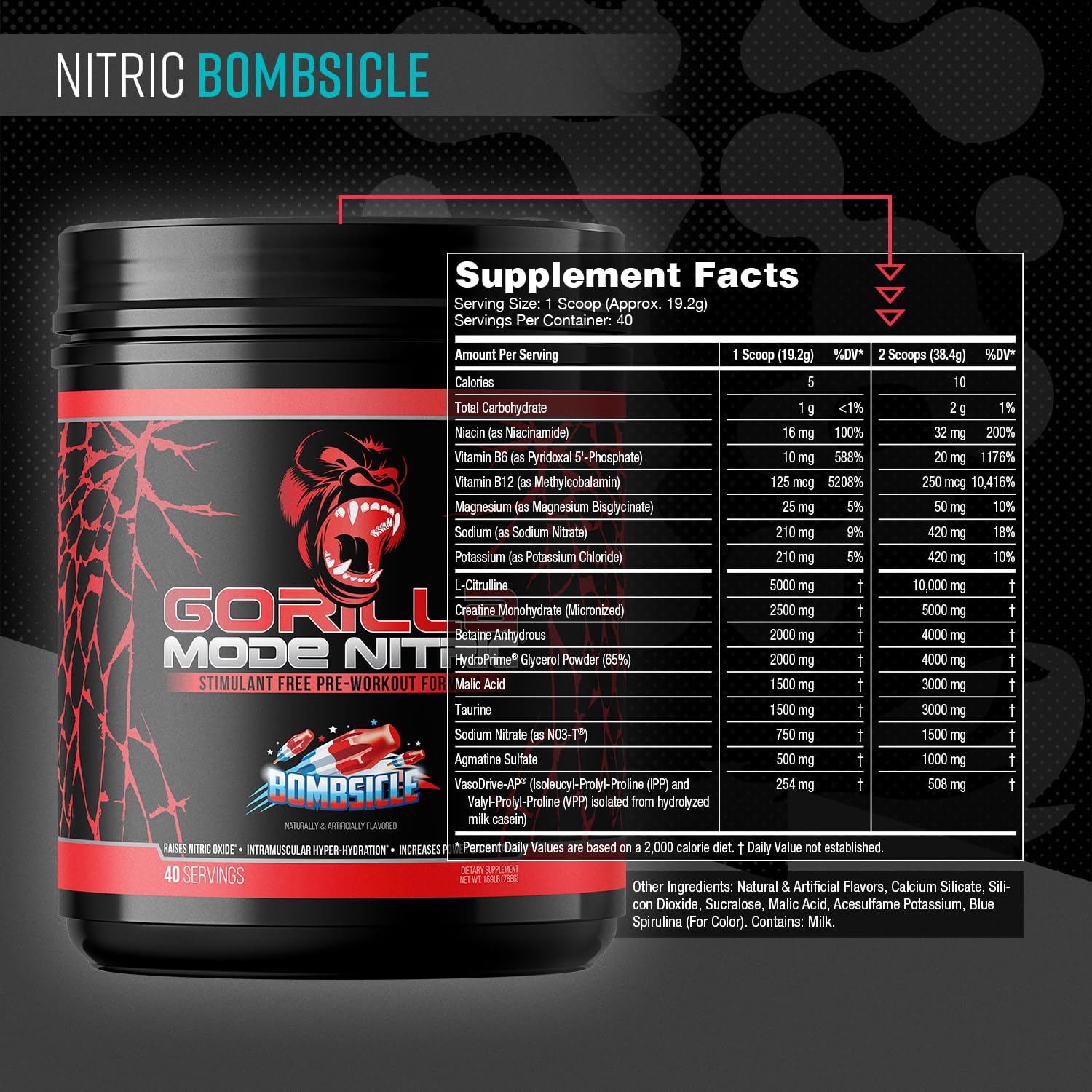 Gorilla Mind Gorilla Mode Nitric Upgraded scoop highlights easy dose and consistent use