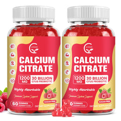 GORNVB Raspberry calcium citrate gummies bottle front for sugar-free bone support.