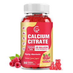 GORNVB Calcium Citrate Gummies bottle front in raspberry flavor for daily bone support