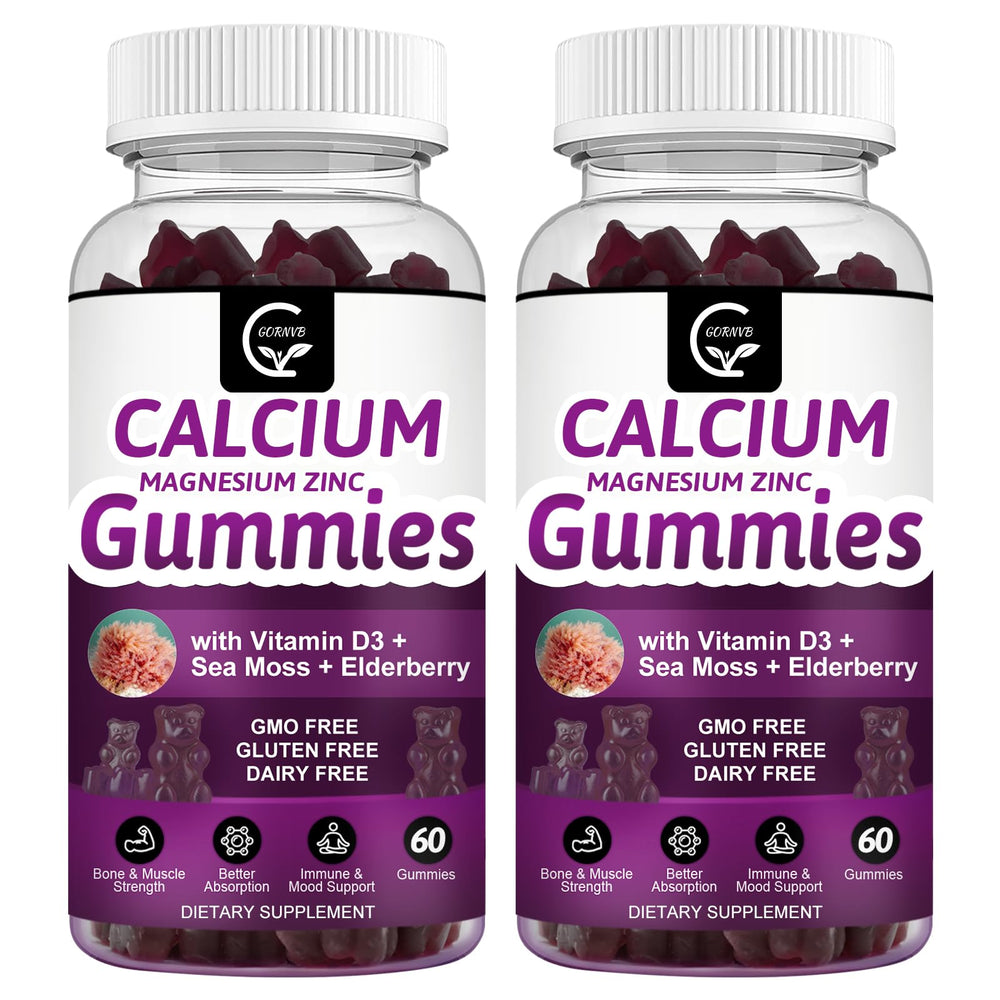 GORNVB calcium magnesium zinc gummies bottle highlights bone support