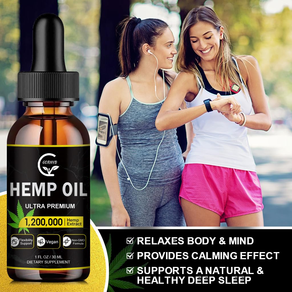 GORNVB hemp oil organic label indicating clean, allergen-free ingredients.