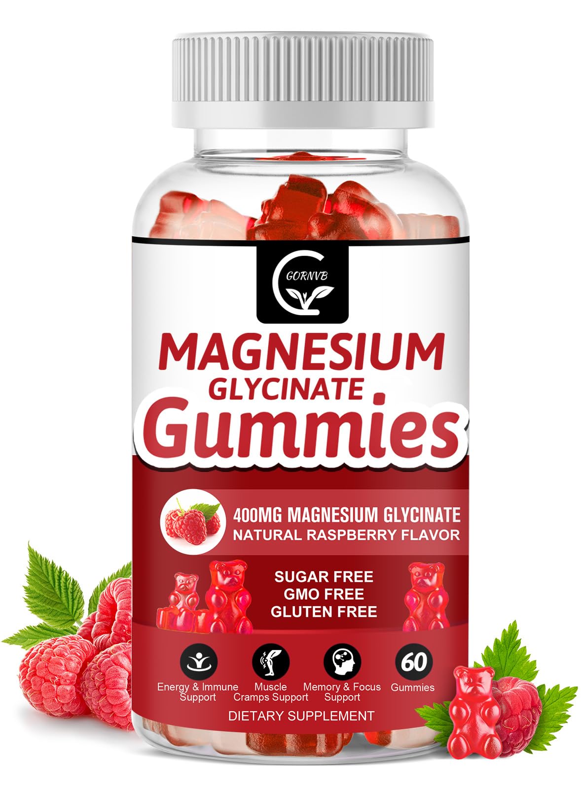GORNVB gummies bottle promoting daily calm and sleep support.