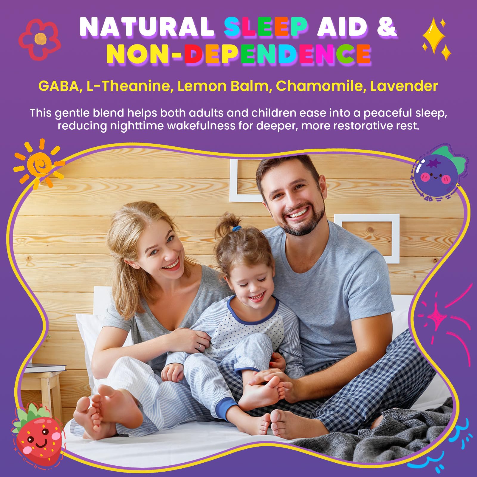 Serving two gummies per night shown as part of a relaxed evening routine.