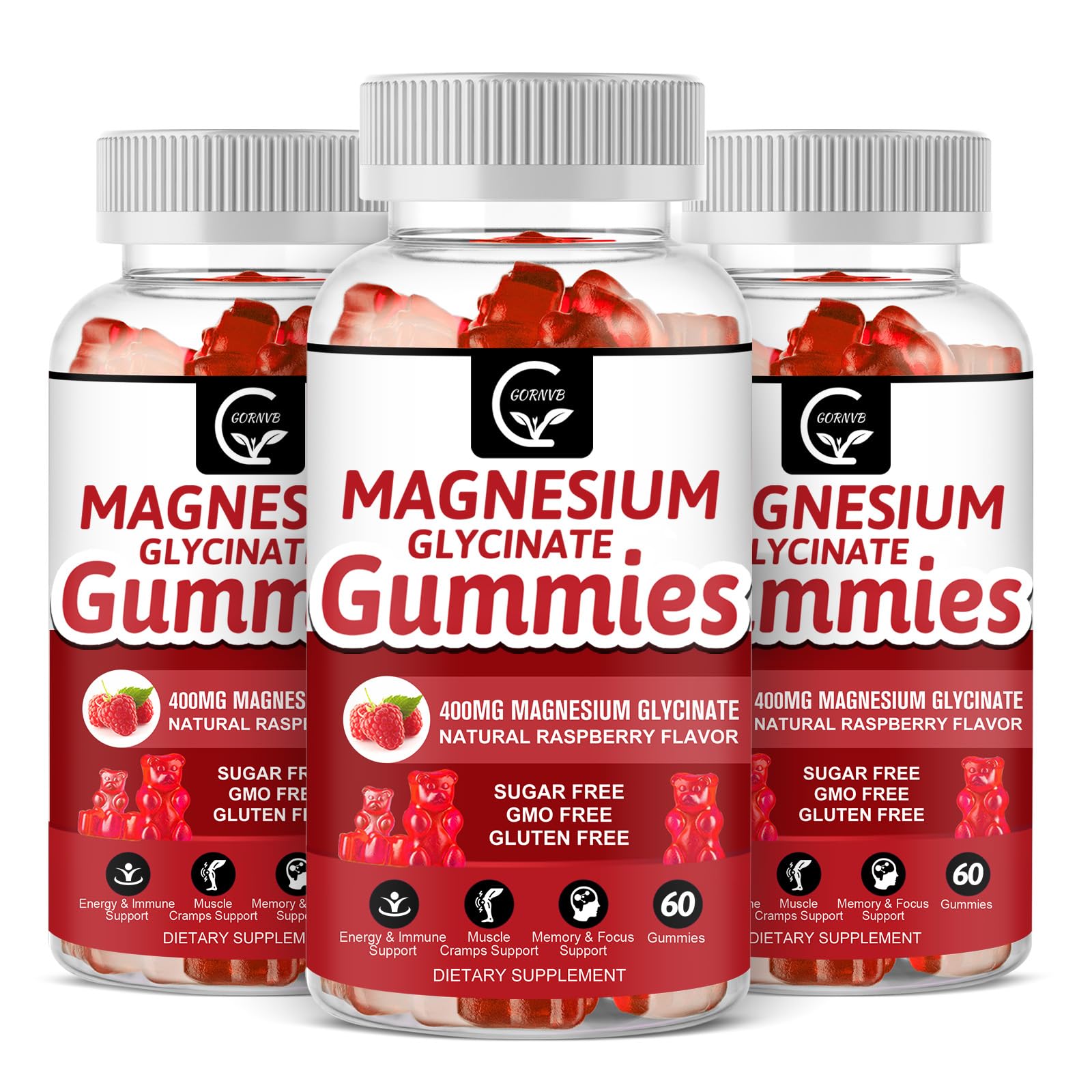 GORNVB magnesium gummies bottle front supports convenient daily calm