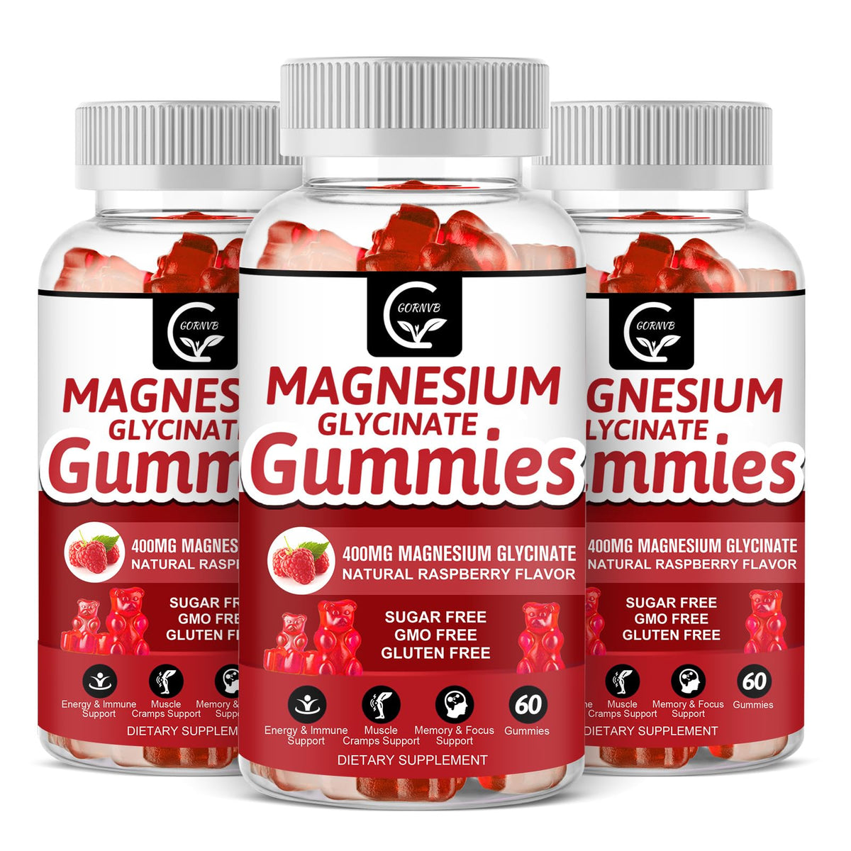 GORNVB magnesium gummies bottle front supports convenient daily calm