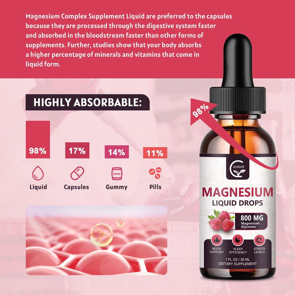 GORNVB Raspberry-flavored liquid magnesium offers a tasty daily option.
